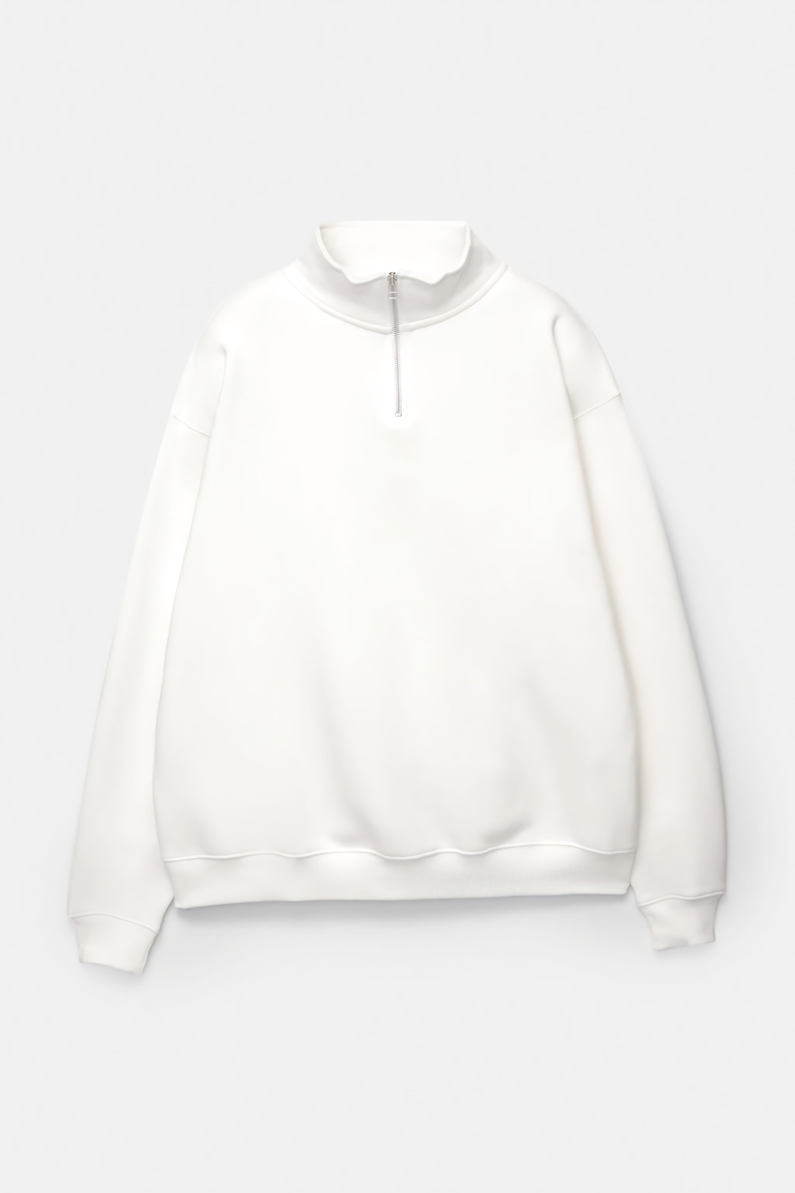 Pull&Bear Oversized Quarter-Zip Sweatshirt –White - Lovr
