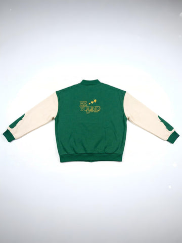 BeYoung Signature forest green and cream Varsity Jacket - Lovr