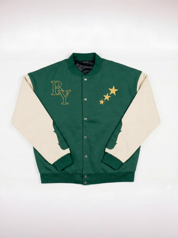 BeYoung Signature forest green and cream Varsity Jacket - Lovr
