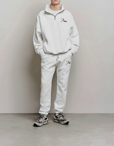 Rhude Script Logo Quarter-Zip Sweatshirt – White - Lovr
