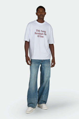 Pagador "This Song Reminds Me Of You" Oversized Tee – White/Burgundy - Lovr
