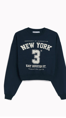 Bershka NYC Collegiate Crewneck Sweatshirt - Lovr