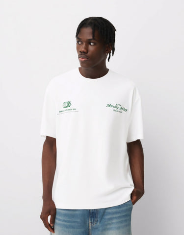 Bershka "Smart Traveller Association" Oversized Graphic Tee - Lovr