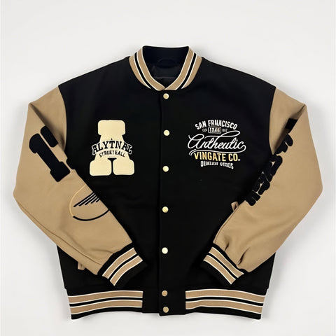 BeYoung Urban Classic Varsity Jacket – Black & Tan - Lovr