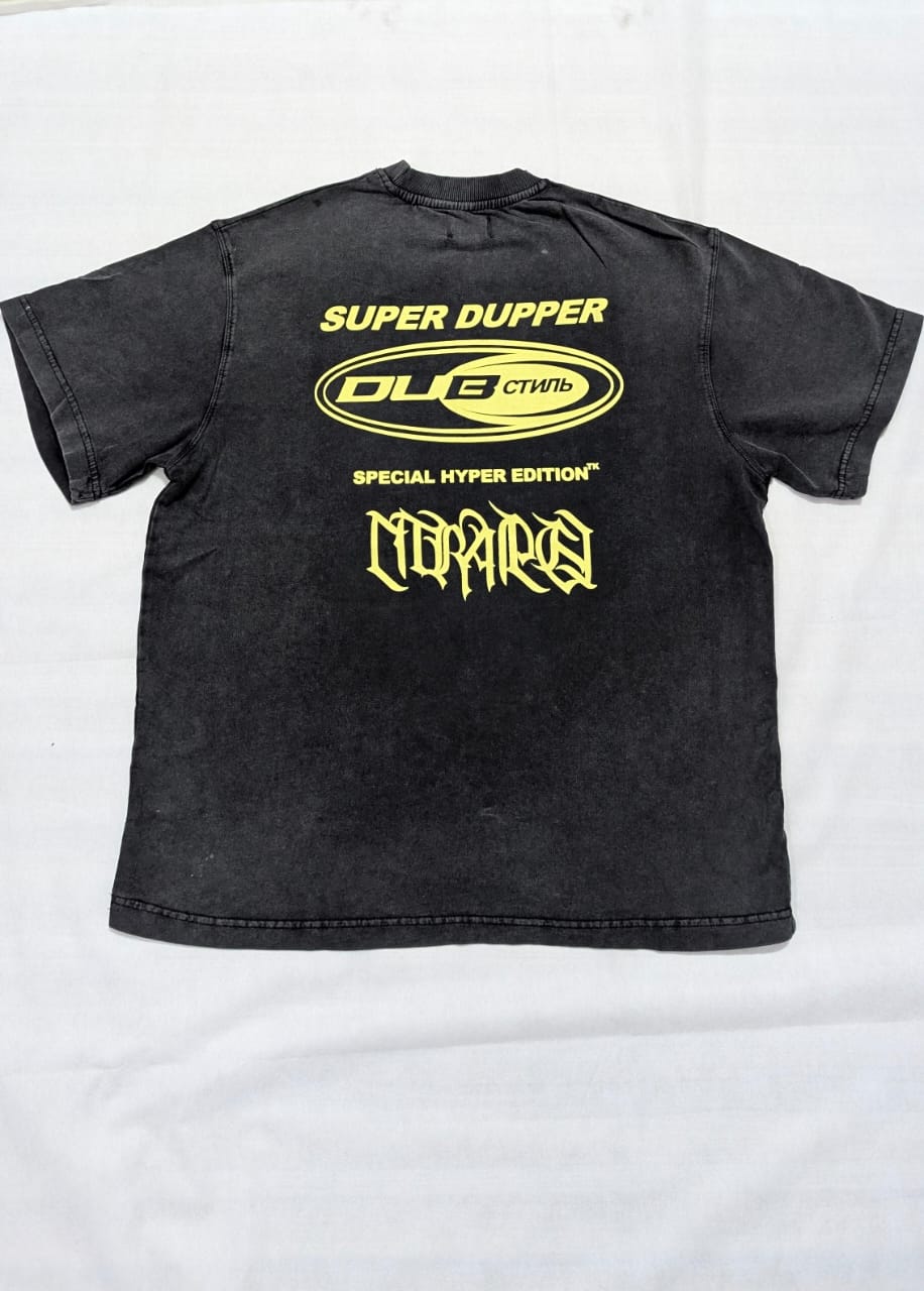 DUB Apparel: "SUPER DUPPER" Special Hyper Edition acid wash T-Shirt black - Lovr