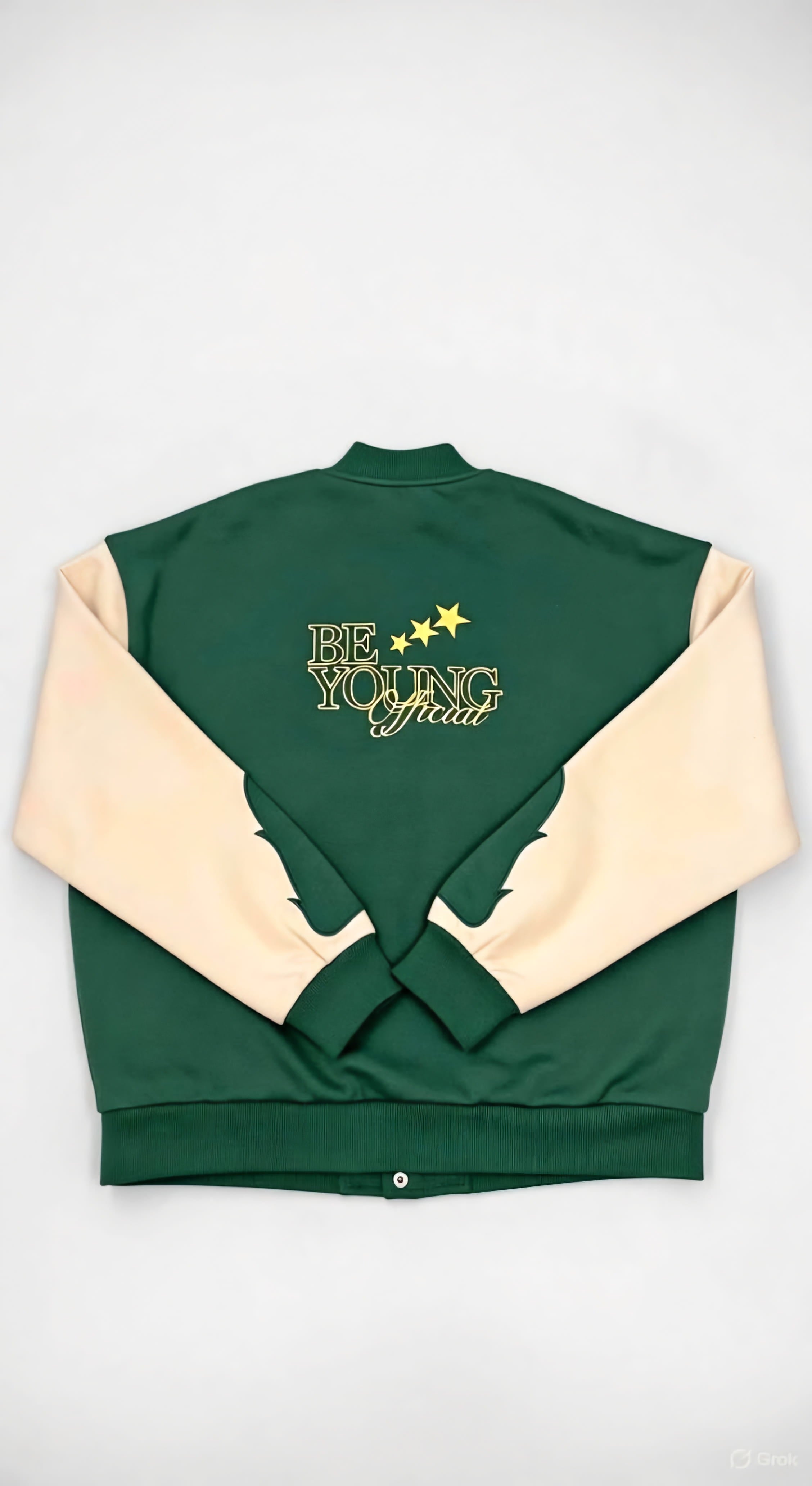 BeYoung Signature forest green and cream Varsity Jacket - Lovr