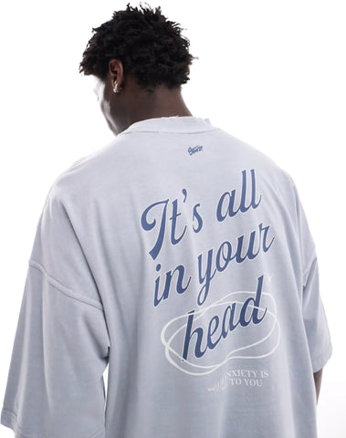 Pull & Bear STWD it's all in your head printed T-shirt - Lovr