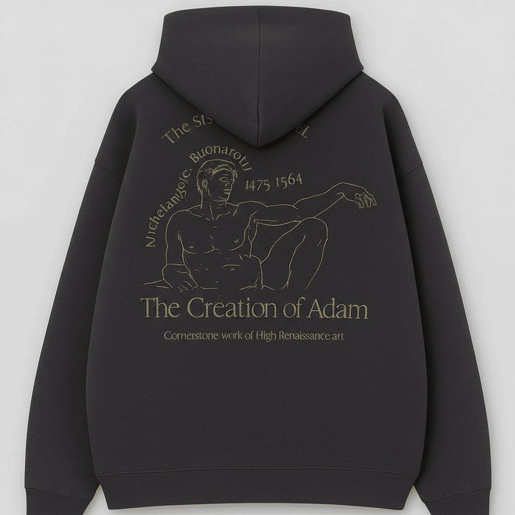 Pull & Bear - The Creation of Adam Graphic - Print Oversized Hoodie in Dark Grey - Lovr