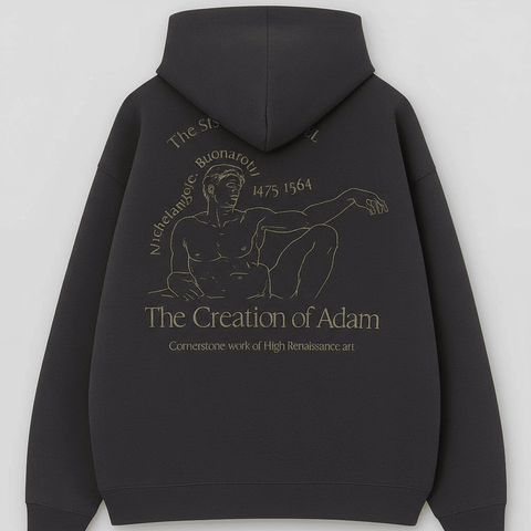 Pull & Bear - The Creation of Adam Graphic - Print Oversized Hoodie in Dark Grey - Lovr
