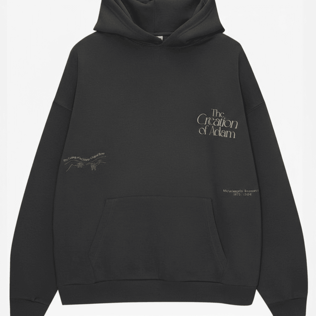 Pull & Bear - The Creation of Adam Graphic - Print Oversized Hoodie in Dark Grey - Lovr