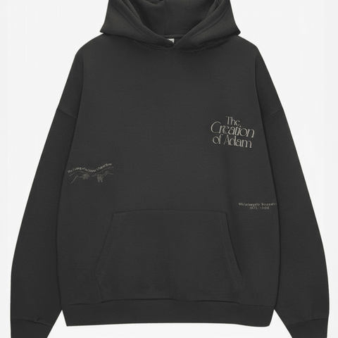 Pull & Bear - The Creation of Adam Graphic - Print Oversized Hoodie in Dark Grey - Lovr