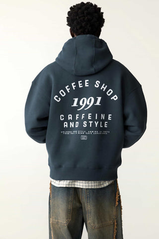 Pull&Bear "Caffeine & Style" Oversized Graphic Hoodie - Lovr
