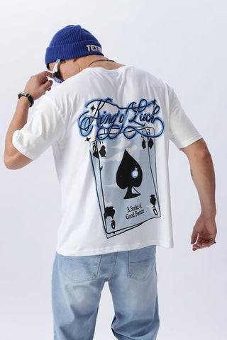 Pull&Bear "King of Luck" Ace of Spades Oversized Graphic Tee - Lovr