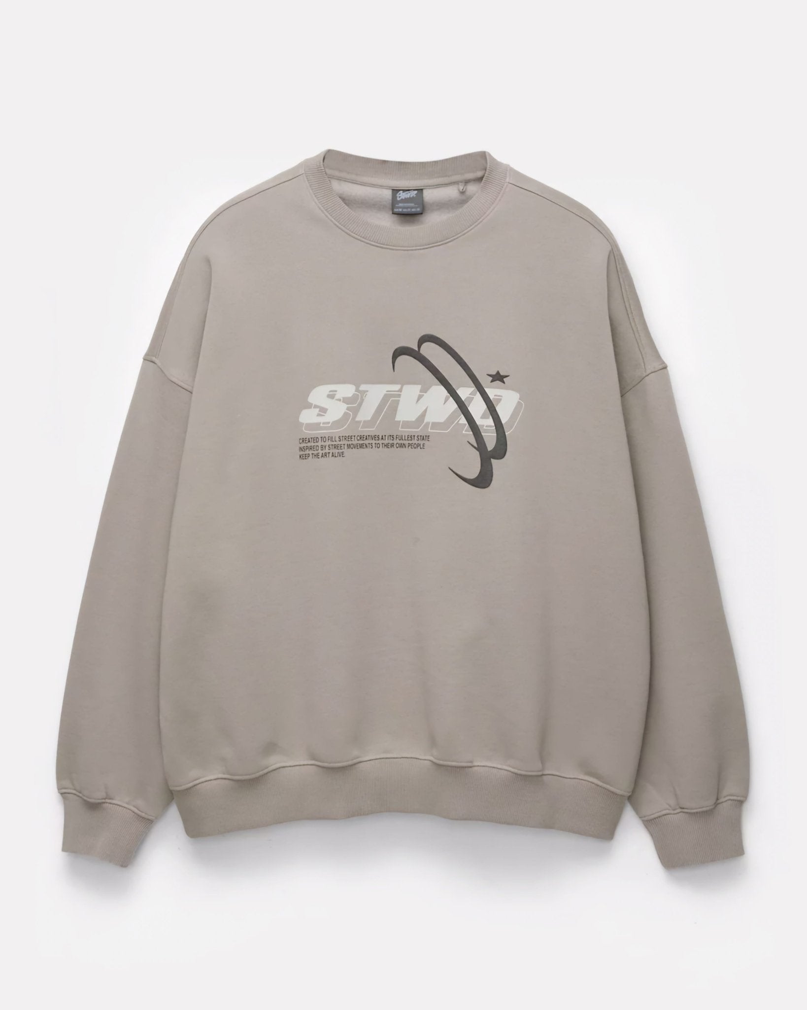 STWD Graphic Oversized Sweatshirt – Stone Grey - Lovr