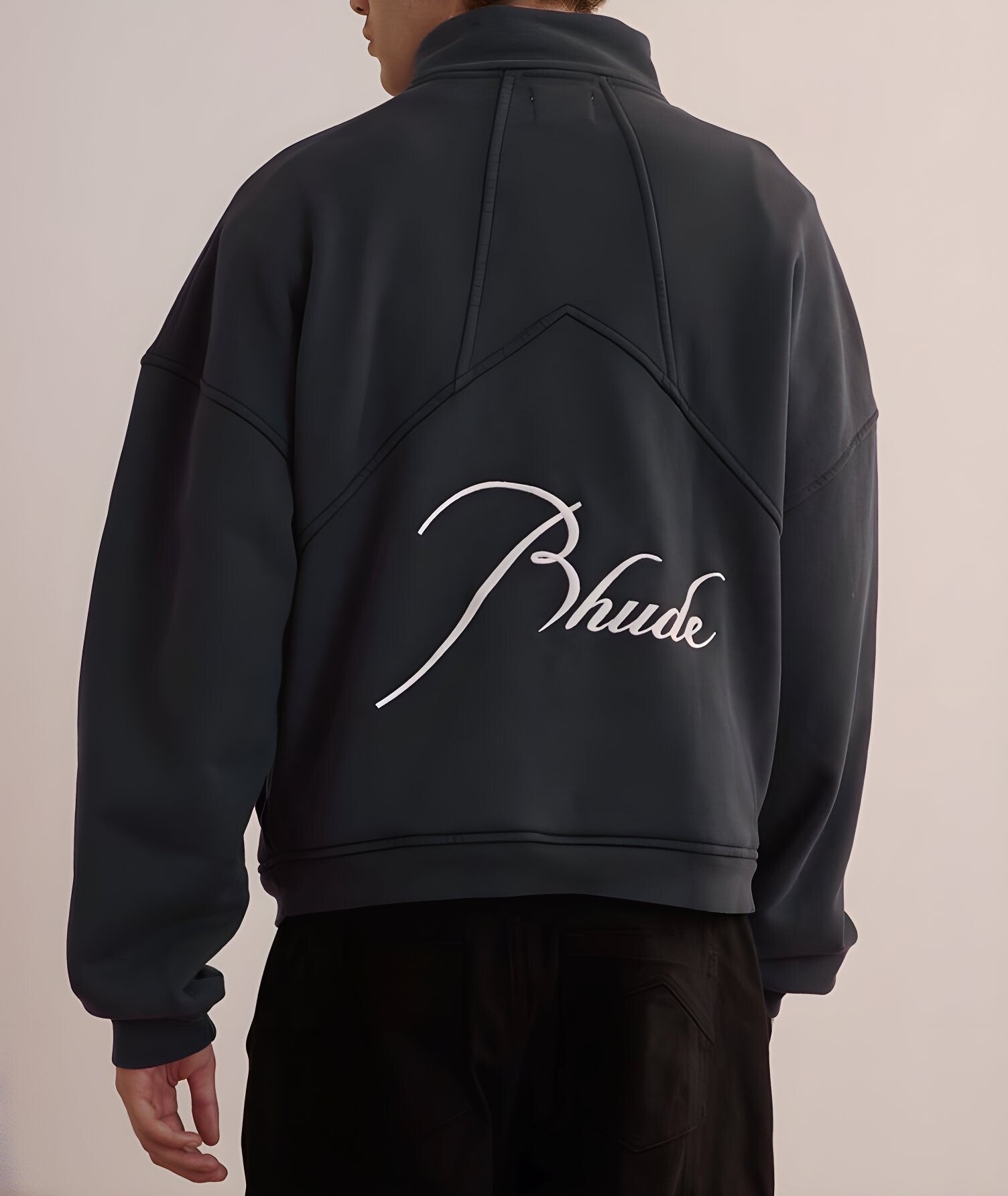 Rhude Script Logo Quarter-Zip Sweatshirt – Black - Lovr